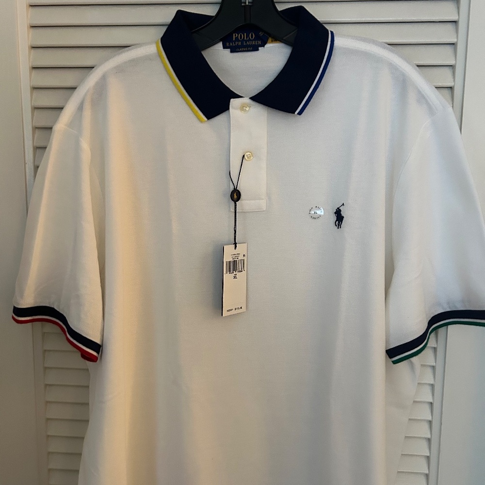 NWT POLO RALPH LAUREN WHITE POLO WITH CONTRAST TRIM XL